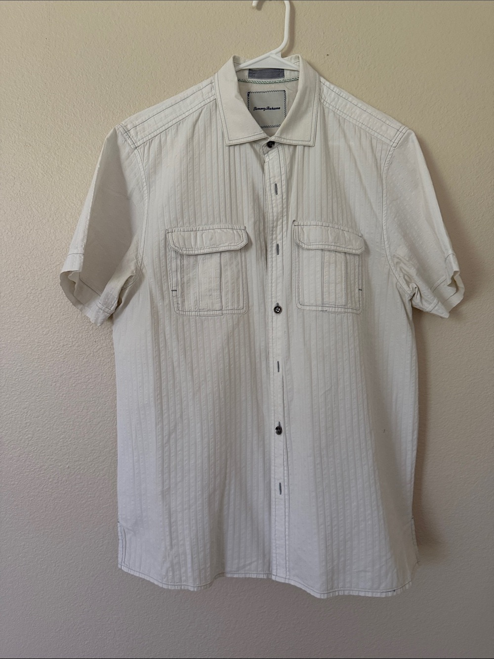 Tommy Bahama White Short Sleeve Button-Down Shirt Large